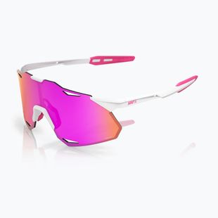 Occhiali da sole 100% Hypercraft XS matte white/pink/hiper vital pink mirror