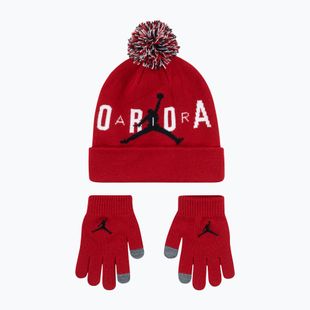 Czapka + rękawiczki dziecięce Nike Jordan Pom Beanie Set gym red