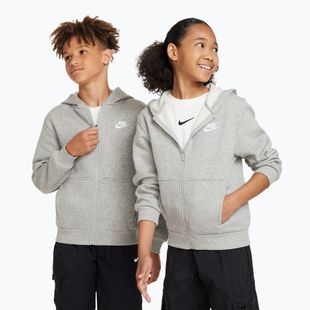 Felpa bambini Nike Sportswear Club Fleece dark grey heather/base grey/white
