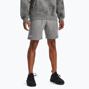 Pantaloncini da allenamento Under Armour Rival Fleece castlerock light heather/white da uomo