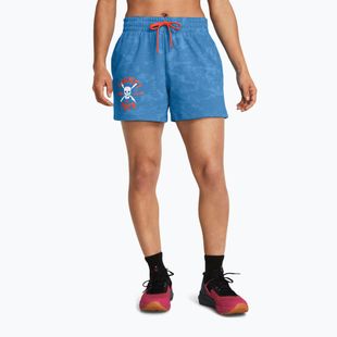 Pantaloncini da allenamento Under Armour Project Rock Underground Terry da donna blu virale/phoenix/bianco