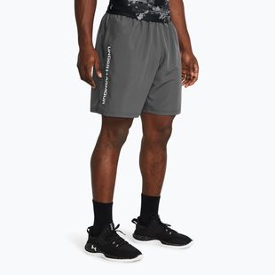 Pantaloncini da allenamento Under Armour Woven Wordmark castlerock/bianco da uomo