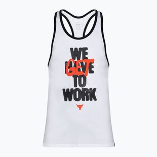 Canotta da allenamento Under Armour Project Rock Get To Work bianco/nero/fuoco di fenice da uomo