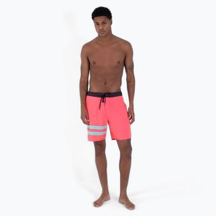 Pantaloncini da bagno Hurley Phantom Block Party 18" da uomo, rosa neon