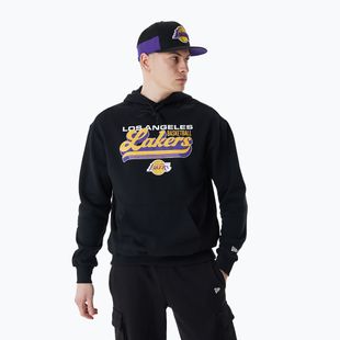 Felpa con cappuccio New Era NBA Graphic OS Los Angeles Lakers nera da uomo
