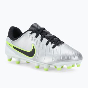 Nike Tiempo Legend 10 Academy FG/MG argento metallizzato/volt/nero scarpe da calcio per bambini