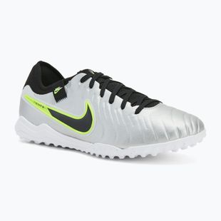 Scarpe da calcio da uomo Nike Tiempo Legend 10 Pro TF argento metallico/volt/nero