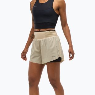 Pantaloncini da corsa da donna HOKA Skyglide oatmeal