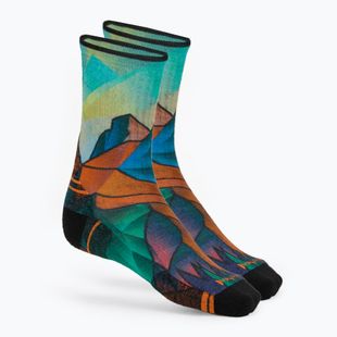 Calze Smartwool da donna Hike Targeted Cushion Mountain Prism Print Crew arancio ruggine