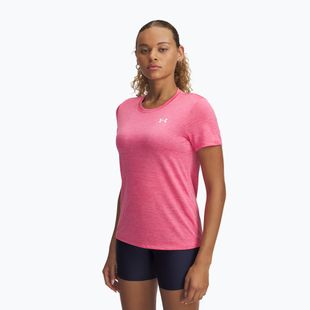 Maglietta da allenamento Under Armour Tech C-Twist donna super rosa/bianco