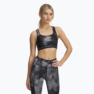 Reggiseno da allenamento Under Armour Crossback Mid Print nero/grigio titanio/grigio titanio
