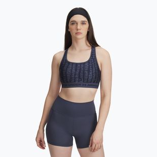 Reggiseno da allenamento Under Armour Crossback Mid Print grigio acquazzone/marino notte/marino notte