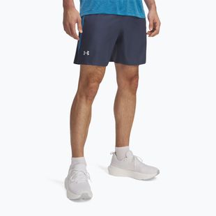Pantaloncini da corsa Under Armour Launch 7" da uomo grigio acquazzone / blu etere / riflettente