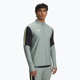 Felpa da calcio Under Armour da uomo Challenger Pro 1/4 Zip verde silice / nero / giallo sonico