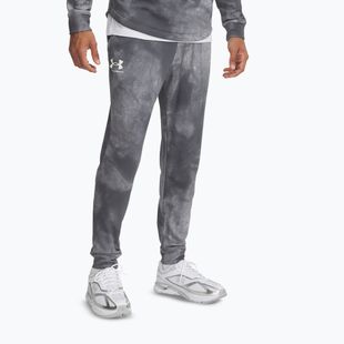 Pantaloni da jogging Under Armour Rival Terry Printed da uomo, color castlerock/onyx bianco