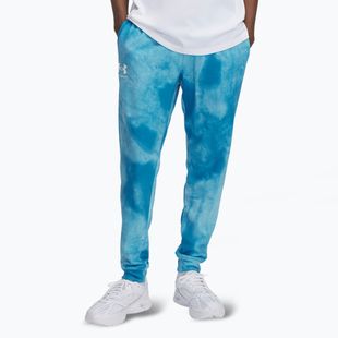 Pantaloni Under Armour Rival Terry Printed Jogger da uomo blu etere/bianco anice