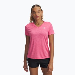 Maglietta da allenamento donna Under Armour Tech V-Twist super pink/white