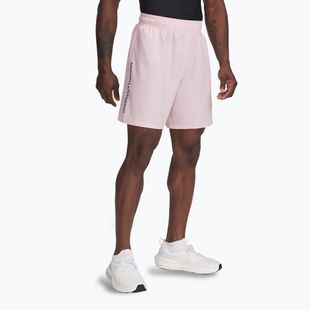 Pantaloncini da allenamento Under Armour Woven Wordmark prime rosa/nero da uomo