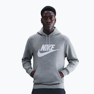 Felpa uomo Nike Club Pullover Hoodie dark grey heather/light smoke grey/white