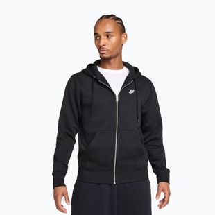 Felpa uomo Nike Club Full Zip Hoodie Black/Black/White