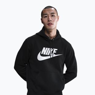 Felpa uomo Nike Club Pullover Hoodie black/black/white