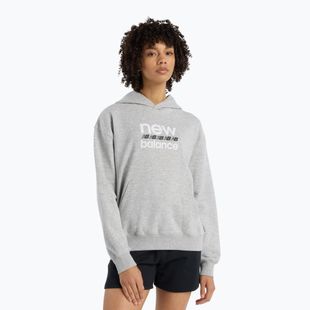 Felpa con cappuccio New Balance Sport Graphic French Terry grigio atletico da donna