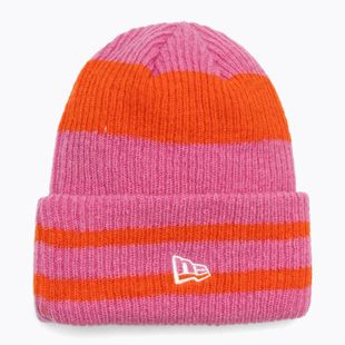 Berretto invernale da donna New Era Stripe Cuff Knit Beanie rosa pastello