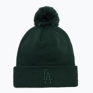 Berretto da donna New Era Metallic Bobble Knit Los Angeles Dodgers verde scuro