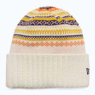 Berretto invernale da donna New Era Rail Isle Cuff Knit Beanie beige chiaro