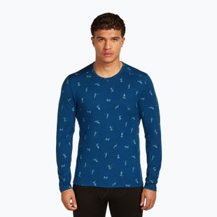 Uomo Icebreaker Merino 200 Oasis Crewe Snow Day atlantis/topaz/aop thermal longsleeve