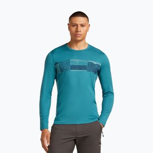 Uomo Icebreaker Merino 200 Oasis Crewe Elevation Line topaz thermal longsleeve
