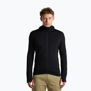 Felpa da trekking uomo Icebreaker Merino 200 Realfleece Descender Half Zip Hoodie black