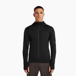 Felpa da trekking uomo Icebreaker Merino 300 Realfleece Descender Zip Hoodie black
