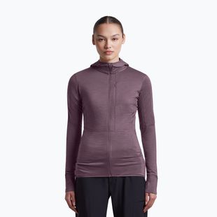 Felpa da trekking donna Icebreaker Merino 200 Realfleece Descender Half Zip Hoodie grey plum