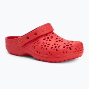 Crocs Classic Floral Cutout Clog Bambini infradito rosso ciliegia