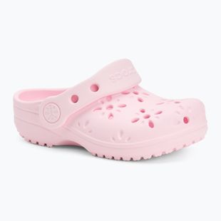 Crocs Classic Floral Cutout Clog Kids Toddler infradito rosa latte