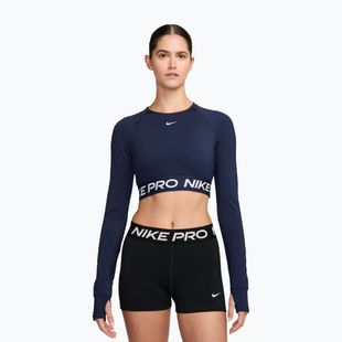 Top da allenamento a maniche lunghe da donna Nike Pro 365 Dri-Fit midnight navy/white