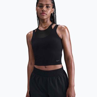 Canotta da allenamento donna Nike One Fitted Dri-Fit Cropped Tank nero/grigio fumo scuro