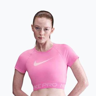 Nike Pro Dri-Fit Graphic Cropped giocoso top da allenamento rosa/spugna rosa/bianco da donna