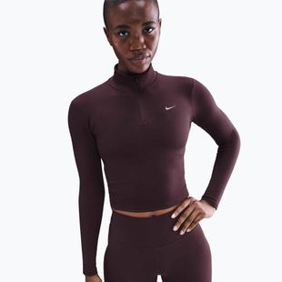 T-shirt donna Nike One Fitted Dri-Fit 1/4 Zip Mid Layer burgundy crush/white