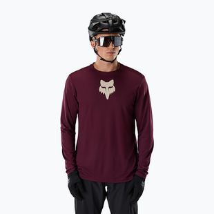 Longsleeve da ciclismo da uomo Fox Racing Ranger Fox Head LS dark maroon