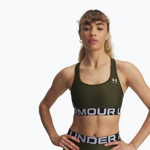 Reggiseno sportivo Under Armour HG Authentics Mid Branded expedition green/white