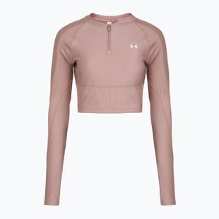 Maglia a maniche lunghe da allenamento donna Under Armour HeatGear Rib 1/4 Zip tourmaline pink/tourmaline pink/white