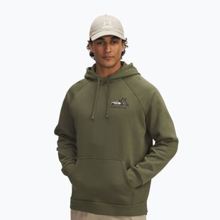 Felpa da uomo Under Armour Rival Fleece HBR Logo Hoodie marine da green/stone