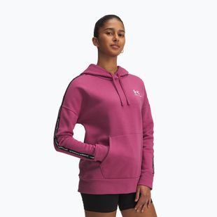 Felpa con cappuccio donna Under Armour Icon Fleece Taped Hoody fuchsia dusk/white