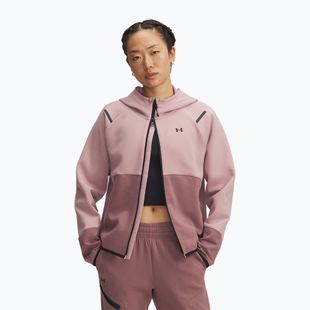 Felpa donna Under Armour Unstoppable Fleece HZ tourmaline pink/maroon mist/black
