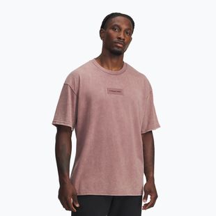 Maglia training da uomo Under Armour Project Rock Heavyweight Oversized maroon mist/black