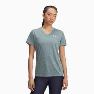 Maglietta da allenamento donna Under Armour Tech V-Twist jasper blue/white