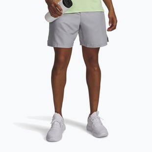 Pantaloncini da allenamento uomo Under Armour Woven Wordmark mod gray/lumos lime