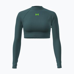 Maglia a maniche lunghe da allenamento donna Under Armour HeatGear Crop Mock rack green/hyper green